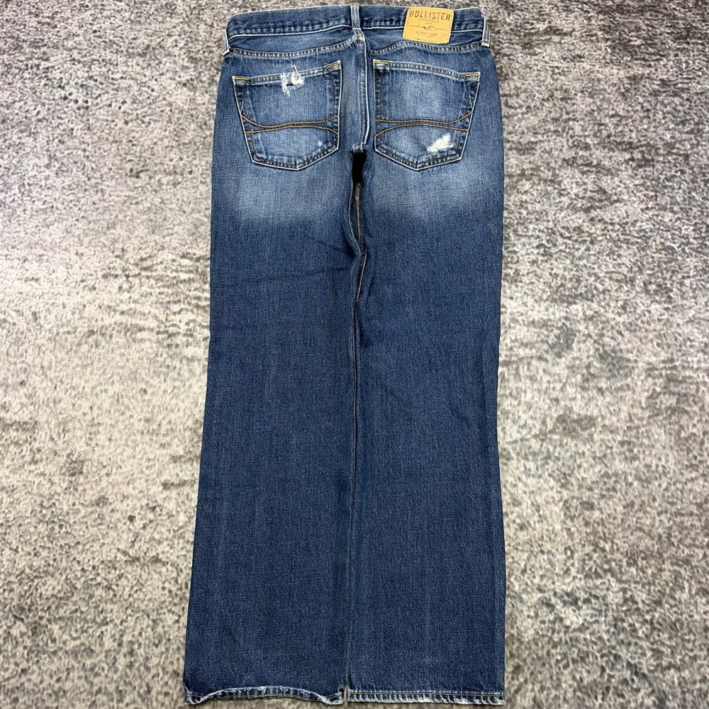 Hollister Classic Straight Jeans Mens 32x29 Blue Distressed Surf Preppy Y2K